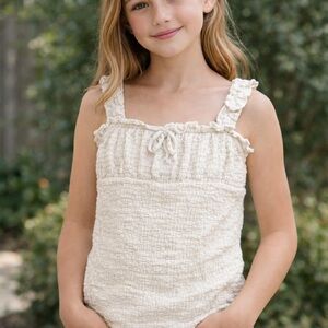 Art Class Cream Ruffled Cropped Top 4/5